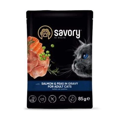 Вологий корм Savory Salmon&Peas Gravy Adult Cat для котів, лосось з горошком, у соусі, пауч, 85 г 2013980 фото