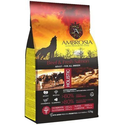 Корм сухий Ambrosia Grain Free Dog Adult Beef & Fresh Salmon для дорослих собак усіх порід з яловичиною та свіжим лососем 12 кг 2023654 фото