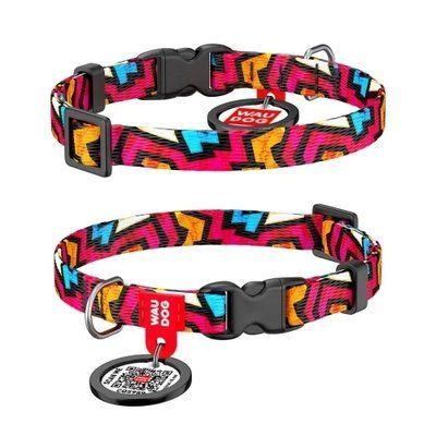 Нашийник WAUDOG Nylon з QR паспортом, малюнок "Графіті" ширина 10 мм, довжина 20-30 см 2010716 фото