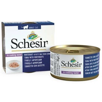 Влажный корм Schesir Tuna Whitebait Rice для кошек, тунец с мальками и рисом в собственному соку, банка 85 г 1004124 фото