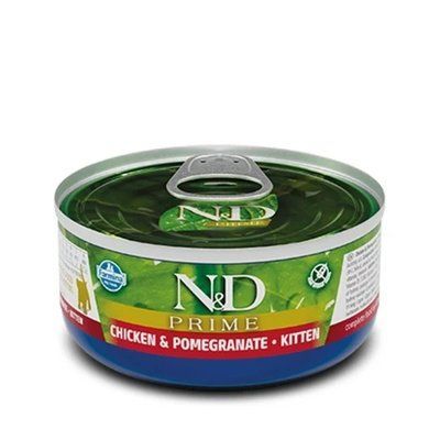 Вологий корм Farmina N&D Grain Free Prime Chicken Kitten для кошенят, беззерновий, з куркою та гранатом, 70 г 2011938 фото