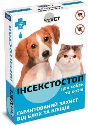 Капли от блох и клещей Природа Инсектостоп ProVET для взрослых собак и кошек 0.8 мл (1шт.) 2001601 фото