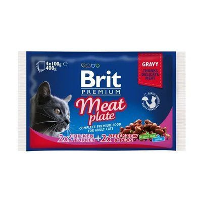 Вологий корм для котів Brit Premium Cat Meat Plate pouches 400 г (асорті з 2 смаків &laquo;М'ясна тарілка&raquo;) 2015353 фото