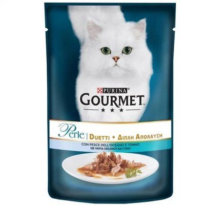 Вологий корм Purina Gourmet Perle Duo для кішок, з океанічною рибою та тунцем, 85 г 1005135 фото