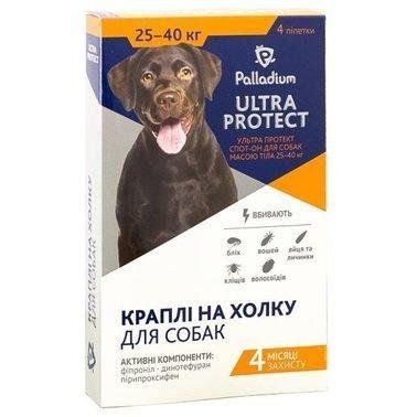 Краплі на холку Palladium від бліх і кліщів для собак Ultra Protect вагою від 25 до 40 кг, 4 мл (1шт.) 1002106 фото
