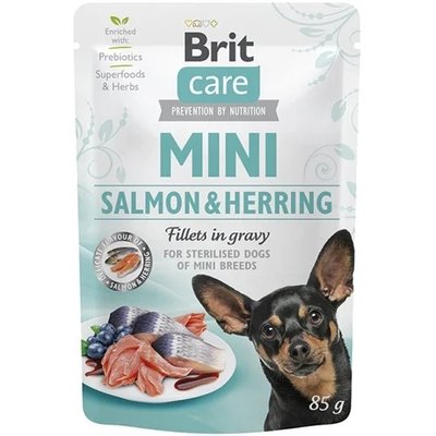 Вологий корм Brit Care Mini pouch, для собак, філе лосося і оселедця в соусі, 85 г 2012896 фото