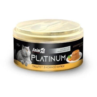 Влажный корм AnimAll Platinum для взрослых кошек, нежный паштет из курицы, 70 г 2017012 фото