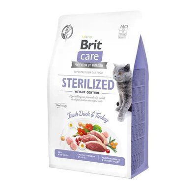 Сухой корм для кошек Brit Care Cat GF Sterilized Weight Control 2 кг - утка и индейка 2005389 фото