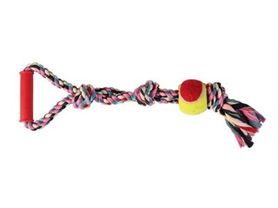 Іграшка для собак Trixie канат з м'ячем і пластиковою ручкою 50 см. 6637 фото