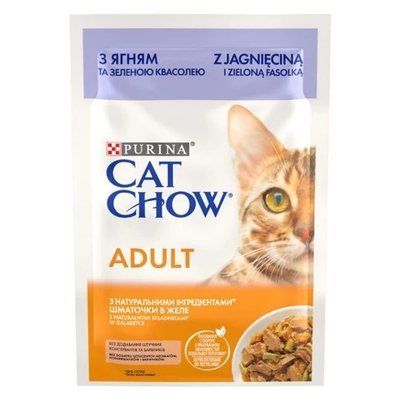 Вологий корм Purina Cat Chow Adult для котів, з ягням і зеленою квасолею, 85 г 2013962 фото