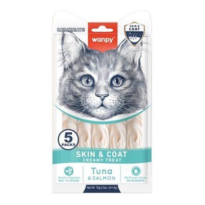 Функциональное жидкое лакомство для котов Wanpy Functional Creamy Lickable Treat Skin&Coat 14г. - 1шт. 2016925 фото
