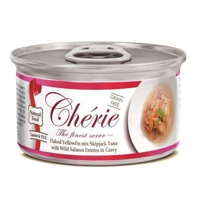 Консерви Cherie Signature для котів, ніжні шматочки тунця і дикого лосося в соусі, 80 г. 2015491 фото