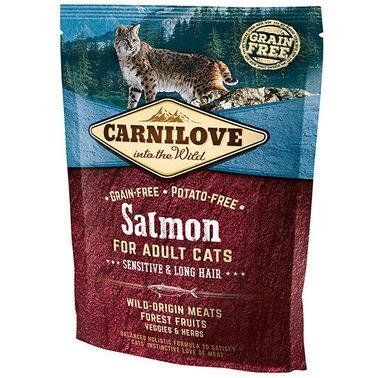 Сухий корм для дорослих кішок з чутливим травленням Carnilove Salmon Sensitive & Long Hair 400 г 2003163 фото